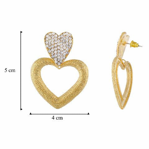 Gold colour Heart shape Stone Studded Earring