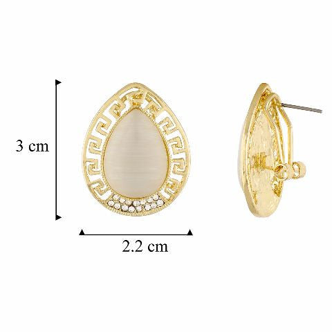 Gold colour Drop shaped shape Stone Studded Earring