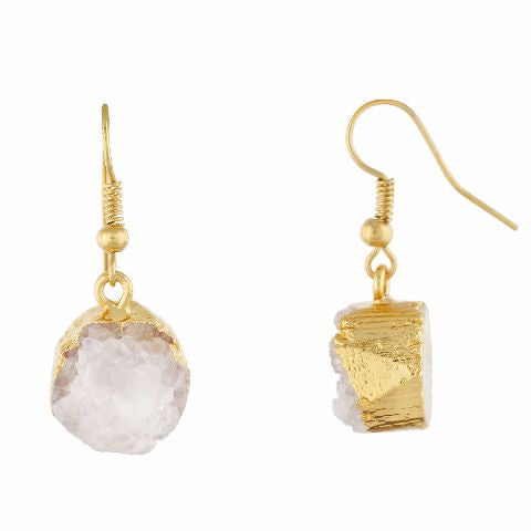 White colour Round shape Stone Studded Earring