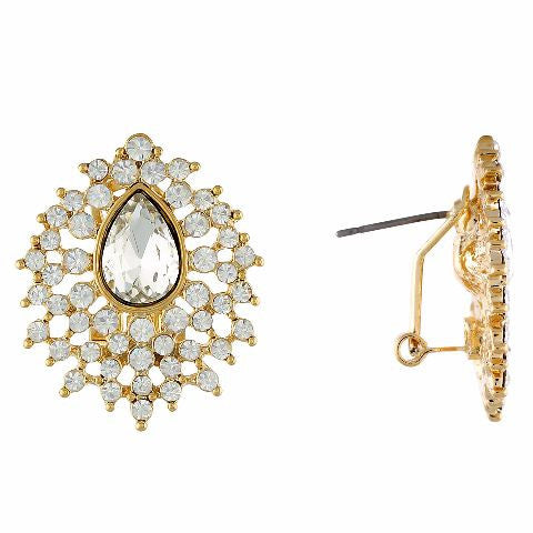 Gold colour Drop shape Stone Studded Earring