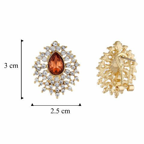 Gold colour Drop shape Stone Studded Earring