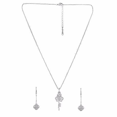 Silver colour Traditional design Pendant Set