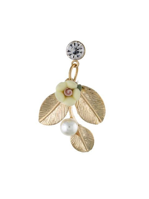 Gold colour Ceramic Flower shape Earring