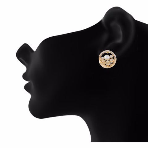 Gold colour Round shape Pearl Earring