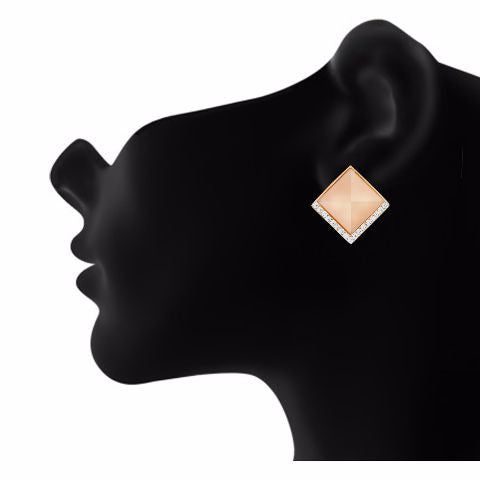 Beige colour Diamond shape Studded Earring