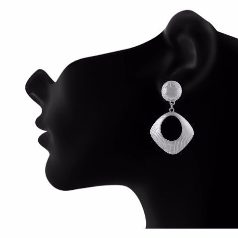 Silver colour rhombus  shape Earring