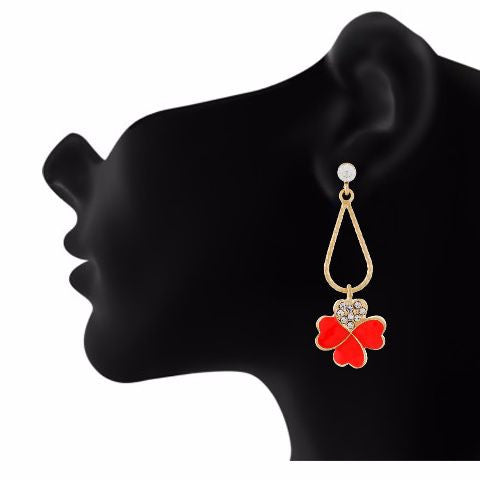 Orange colour Floral shape Enamel Earring