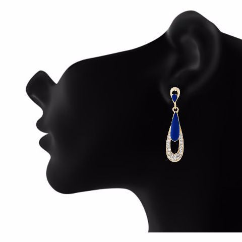 Blue colour Drop  shape Enamel Earring