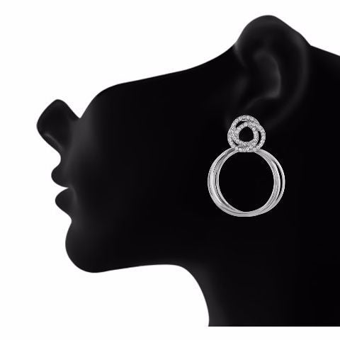 Silver colour Round shape Studded Earring