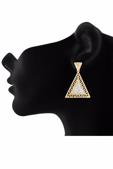 Gold colour Triangle shape Stone Studded Earring
