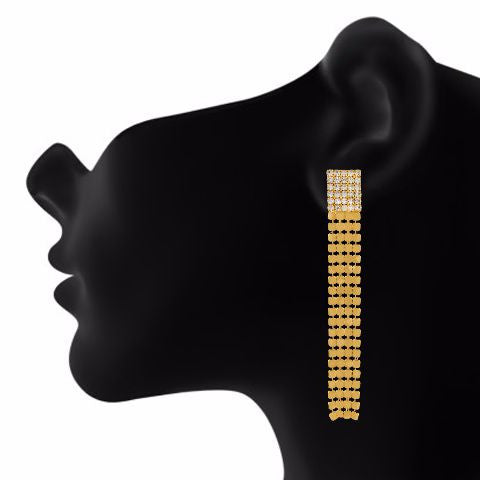 Gold colour rectangular shape Stone Studded Earring