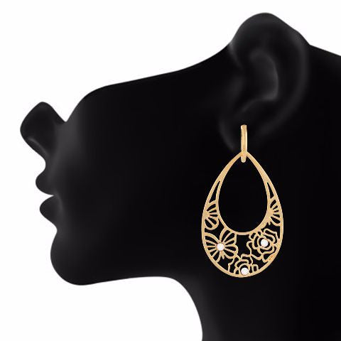 Gold colour Drop shape Stone Studded Earring