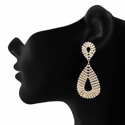 Gold colour Drop shape Stone Studded Earring