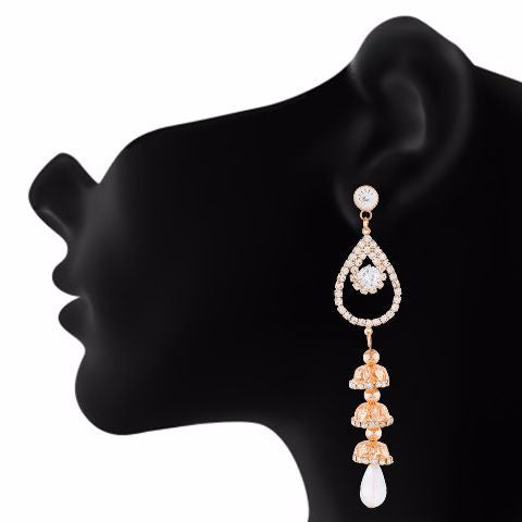 Gold colour Jhumkis shape Stone Studded Earring