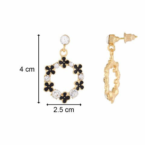 Black colour Round shape Stone Studded Earring