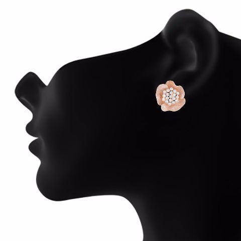 Gold colour Floral shape Stone Studded Earring