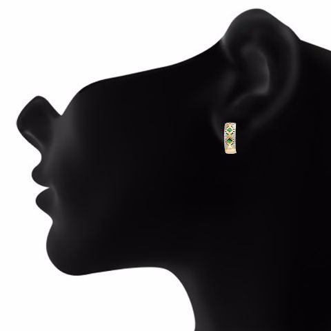 Green colour round shape Stone Studded Earring