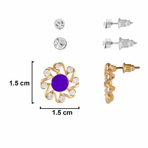 Purple colour Round shape Stone Studded Earring
