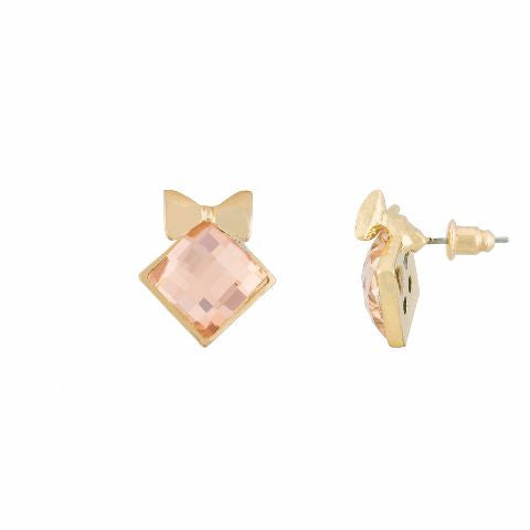 Beige colour diamond shape Stone Studded Earring
