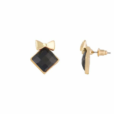 Black colour diamond shape Stone Studded Earring