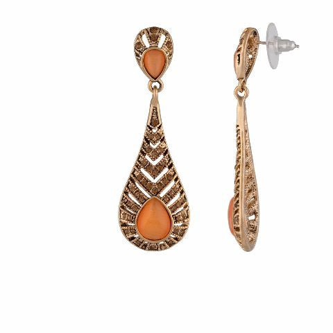 Gold colour Drop shaped shape Stone Studded Earring