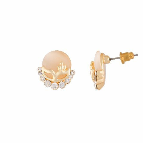 Gold colour Round shape Stone Studded Earring