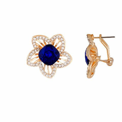 Gold colour Floral shape Stone Studded Earring