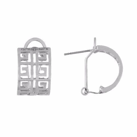 Silver colour square shape smart carving Earring