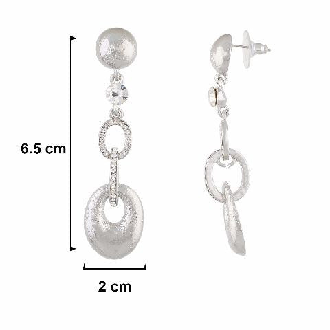 Silver colour oval shape smart carving Earring