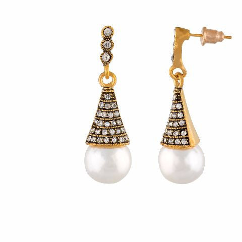 Gold colour Drop   shape Stone Studded Earring