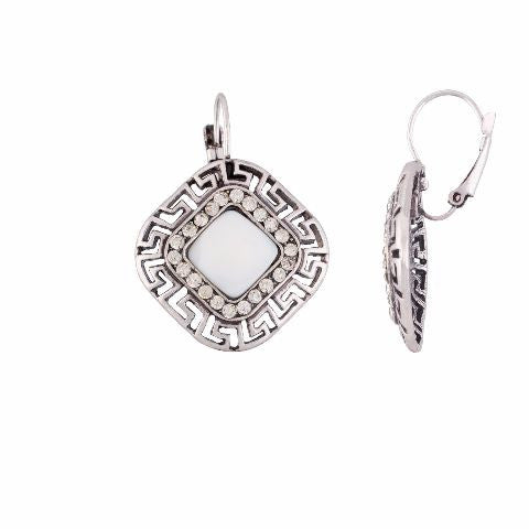 Silver colour Daimond shape Stone Studded Earring