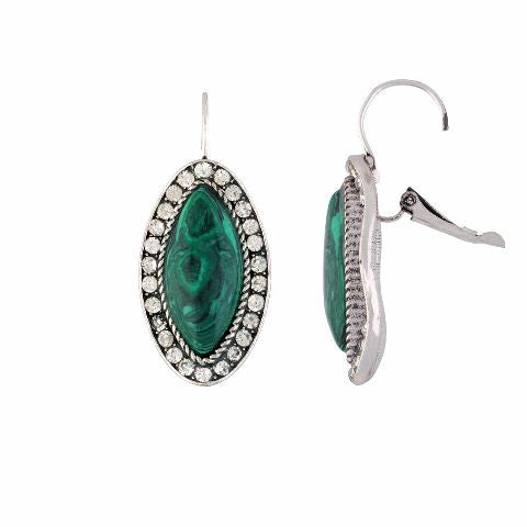 Silver colour Oval shape Stone Studded Earring