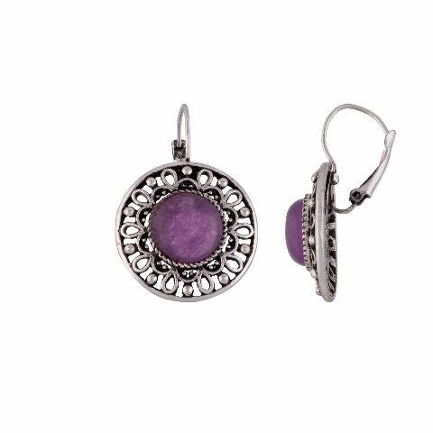 Silver colour Round shape Stone Studded Earring