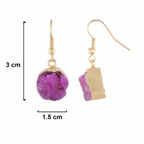 Pink colour Round shape Stone Studded Earring