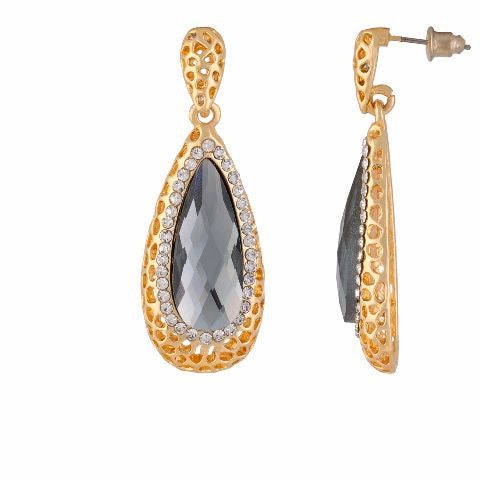 Gold colour Drop shape Stone Studded Earring
