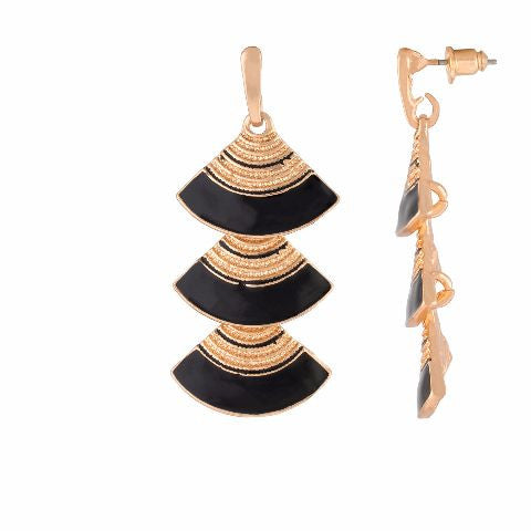 Black colour Triangle shape Enamel Earring