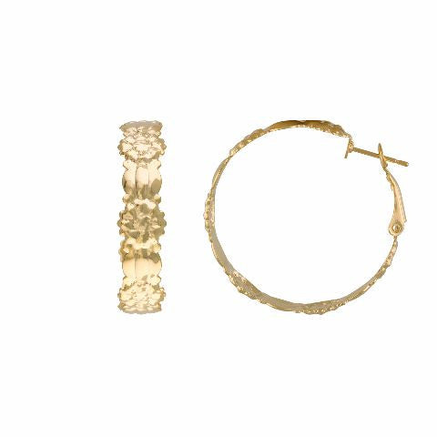 Gold colour Round shape smart carving Earring