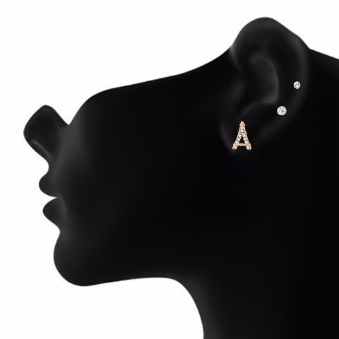 Gold colour Tower shape Stones Studded Earring