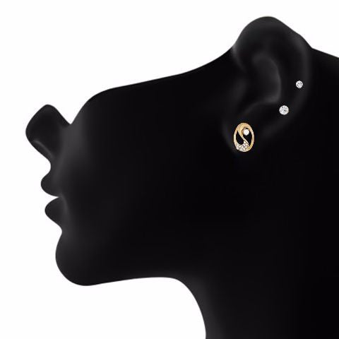 Gold colour Oval shape Stones Studded Earring