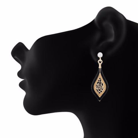 Gold colour Drop shape Enamel Earring
