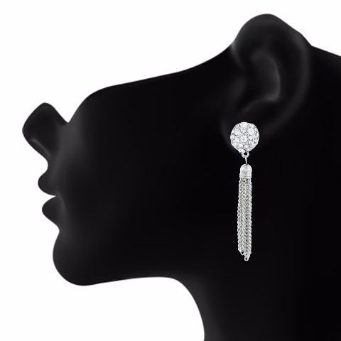 Silver colour Ball shape Stones Studded Earring