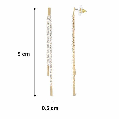 Gold colour 2 line shape Stone Studded Earring