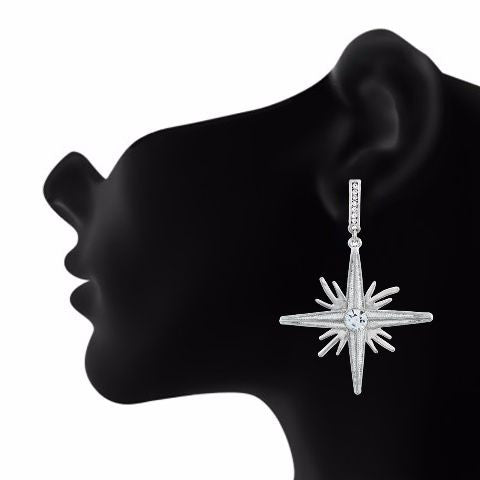 Silver colour Star shape Stone Studded Earring