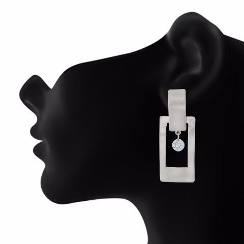 Silver colour Rectangular shape Smartly Crafted Earring