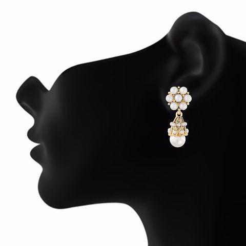 White colour Jhumki shape Pearl Earring