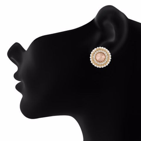 Gold colour Round shape Pearl Earring