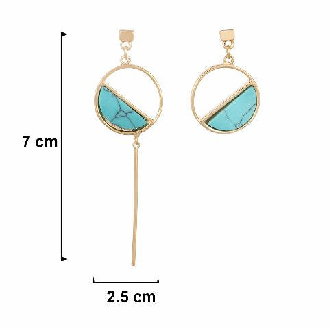 Turquoise colour Round shape Stone Studded Earring