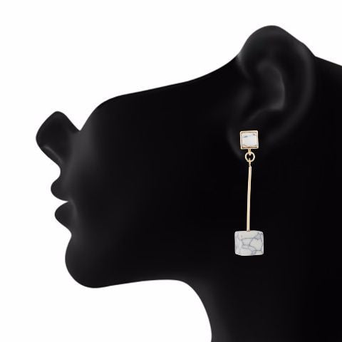 Gold colour Cube shape Stone Studded Earring
