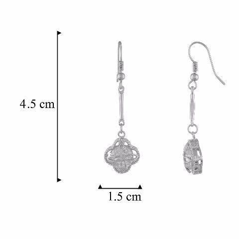 Silver colour Floral shape Stone Studded Earring