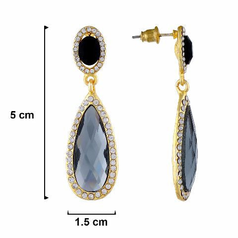 Grey and Gold colour Drop shaped shape Stone Studded Earring